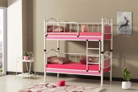 Resim Argimo Zümrüt Bebek Çocuk Odası Ahşap Başlıklı Metal Beyaz Pembe Ranza ve Karyola - 80x160 