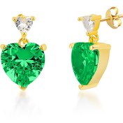Resim Marshmello Silver & Jewelry Kadınlar Gününe Özel - Rebecca Kalp Taşlı Gümüş Küpe 