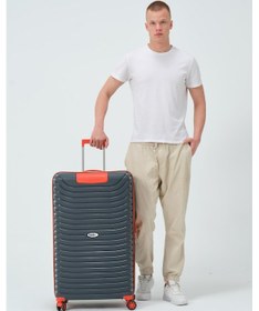 Resim Keo-plus Gri-turuncu Büyük Boy Silikon Kırılmaz Pp Valiz Gri - Turuncu 