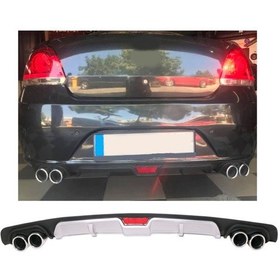 Resim Fiat Linea Makyajsız Uyumlu Body Kit Difüzör 4 Çıkış Gri Yuvarlak 