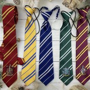 Resim Warner Harry Potter Kravat Yıldızı JK Üniforması No-Clip Kısa Sihir Cosplay Erkekler ve Kadınlar Dört Ev Stili Koyu Kırmızı Çizgili Moda Kolej Kravat Kıyafeti 