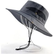 Resim Qianyi Erkek Ve Kadın Geniş Kenarlı Anti-uv Plaj Şapkası - Yaz Kamp Yürüyüş İçin Koyu Gri 