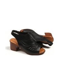 Resim Castle Black 4579 Kadın Hakiki Deri Kısa Topuklu Comfort Sandalet Siyah Siyah 