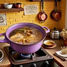 Resim On Üç Adet Mutfak Gereçleri, Mutfak İçin Döküm Tencere Seti, Yapışmaz Mermer Taş Tencere, Temizlemesi Kolay, İndüksiyon Ocakları İçin Uygun, Ev ve Restoran Kullanımı İçin Uygun, Sevgililer Günü, Anneler Günü, Noel İçin Mükemmel Hediye Seti (Mor) 