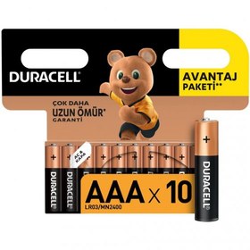 Resim Duracell Alkalin AAA İnce Kalem Piller, 10 Lu Paket 