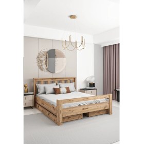 Resim Ninnimo Ni̇nni̇mo Arya Çi̇ft Ki̇şi̇li̇k 160X200 Yatak Uyumlu Ceviz Çekmeceli̇ Karyola - Açy-2 