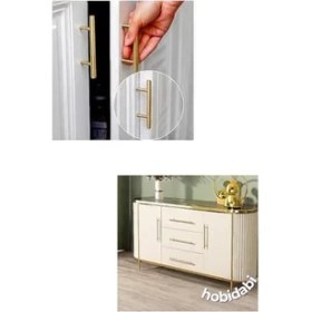Resim Paslanmaz Metal Mobilya Kulbu, Altın Sarı, Dolap Çekmece Tv Ünitesi Mutfak Için, Modern Stil (1, 224 Mm) 