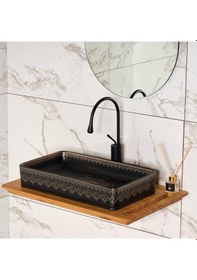 Resim Lena Ey 7034S Tezgah Üstü Lavabo Siyah & Altın 