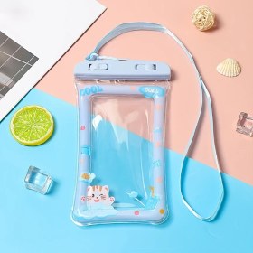 Resim Fochsia Mavi Su Geçirmez Telefon Kılıfı Balonlu Dokunmatik Uyumlu Yüzme Dalış 