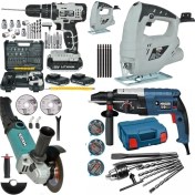 Resim Mager 4'lü Akülü El Aleti Seti – Kırıcı Delici Matkap, Taşlama, Dekupaj, 2900W 58V, Çift Akü, Metal Gövde, Taşıma Çantalı 