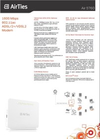 Resim Airties Air 5760 4 port 1600 Mbps ADSL2+/VDSL Fiber Destekli Kablosuz Modem Router 