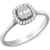 Resim Modern Tasarım 0.08 Ct Baget Kare Tektaş Yüzük 