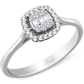 Resim Modern Tasarım 0.08 Ct Baget Kare Tektaş Yüzük 