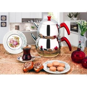 Resim Kapris Küre Paslanmaz Çelik Kendinden Süzgeçli Orta Boy Çaydanlık Inox 