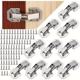 Resim Çerçevesiz Mutfak Dolapları için 10 Adet Gizli Dolap Kapı Menteşeleri, Vidalarla 90 Derece Yaylı Menteşeler, Dayanıklı Tungsten Çelik, Pürüzsüz Kapı Kapanışı için İdeal, Dolaplar için Menteşeler 