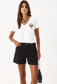 Resim Kadın Jolie Bermuda Renkli Denim Şort - Siyah - SİYAH / 25 