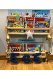 Resim OlcayAksesuar Montessori Kitaplık Çocuk Bebek Odası Duvar Rafı Ahşap Kitaplık Raf 3 Adet 55 Cm 