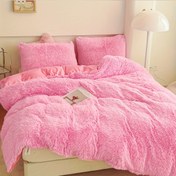 Resim 3 adet Basit Düz Renk Uzun Peluş Nevresim Seti, Yumuşak ve Rahat, Yatak Odası Misafir Odası Yurt 1 Nevresim + 2 Yastık Kılıfı, Yastık İçleri Yok, Yumuşak ve Rahat, Makinede Yıkanabilir, Yatak Dekoru, Tatil Hediyesi 