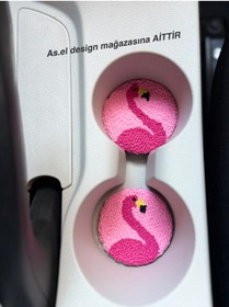 Resim AKBAŞ DESİGN Punch Nakışı 2li Araba Bardak Altlığı / Car Coaster 