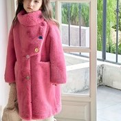 Resim Kızlar için Şık Suni Kürk Mont - Yüksek Boyunlu Uzun Kollu Kış Montu, Asimetrik Etek ve Düğme Önü, Kalın Sıcak Kore Stili Dış Giyim, Çocuklar İçin, Yürüyüş ve Rahat Geziler, Düz Renk, Yürüyüş Giyimleri, Sophistike Tasarım, Dayanıklı Çocuk Giyimleri 