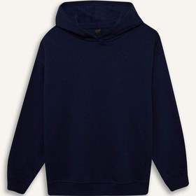 Resim Defacto Relax Fit Kapüşonlu Basic Düz Kalın Sweatshirt D9935ax25wnnv251 Lacivert 