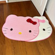 Resim Sanrio KT Kedi Dünya Paspası Kapı Matı Kalınlaştırılmış Kaymaz Karikatür Sevimli Ev Yatak Odası Yanı Battaniye Emici 
