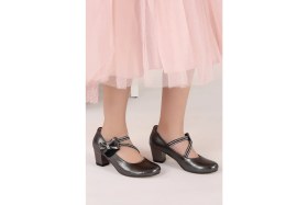 Resim Kiko 750 Vakko Günlük Kız Çocuk 4 cm Topuk Babet Ayakkabı Platin 