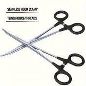 Resim 1 adet Paslanmaz Çelik Kanca Kelepçesi Kaymaz Kauçuk Tutma Kolu ile - Güvenli Balıkçılık Kanca & İplikleri için Dayanıklı Bağlama Aracı, Karışık Renkler 