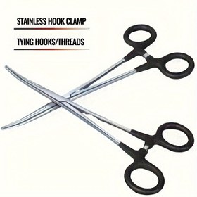 Resim 1 adet Paslanmaz Çelik Kanca Kelepçesi Kaymaz Kauçuk Tutma Kolu ile - Güvenli Balıkçılık Kanca & İplikleri için Dayanıklı Bağlama Aracı, Karışık Renkler 