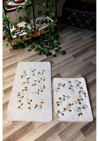 Resim Dijital Baskı Kaymaz Taban Yıkanabilir 2'li Punch Banyo Paspas Takımı Pcp001 Renkli 