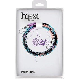 Resim Hippi Waterflower El Yapımı Örgü Yassı Telefon ve Çanta Askısı - Mor / Yeşil 