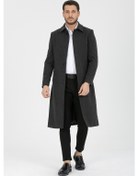 Resim Erkek Antrasit Dar Kesim Uzun Kaşe Gömlek Yaka Palto & Kaban Antrasit 