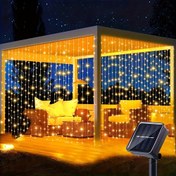 Resim 1 Paket (300 LED) Solar Perde Işıkları - Su Geçirmez Dış Mekan Aydınlatma, Otomatik Açma/Kapama, 8 Mod (Sabit/Yanıp Sönen/Açık-Koyu Ayarlanabilir), Bahçe, Patiyo, Çit ve Yolu Süsleme için - Sıcak Beyaz Gece Dekoru, IP54 Dereceli Güneş Enerjili Işıklar, Festival Aydınlatması, Bakır Tel Işıklar, Dayanıklı Yapı, Etkinlik Planlayıcıları İçin 