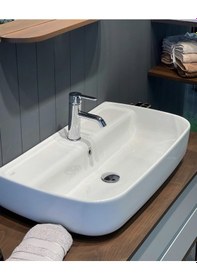 Resim Turkuaz Seramik Cerastyle Aqua 75 x 40 CM Tezgah Üstü Çanak Lavab 