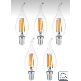 Resim 5 Adet Dekoratif Kıvrık Buji Gün Işığı E14 Duy 