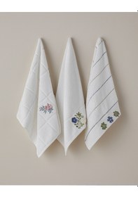 Resim English Home Floral Check Pamuk Yüz Havlusu 50x80 Cm Beyaz Beyaz 