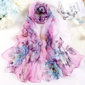Resim Zarif Drape, Şık Vintage Şakayık Baskılı Eşarp - Nefes Alabilen Polyester, Esnemez, Dekoratif Kadın Moda Aksesuarı 