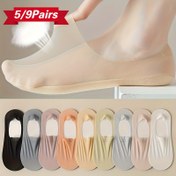 Resim 5/9 Çift Kadın Yazlık Ultra İnce Görünmez Kaymaz Tabanlı ve Düşmeyen Topuklu - Alçak Kesim Bot Çorapları, Nefes Alabilen Düz Renk Makinede Yıkanabilir Sneaker, Ayakkabı Astarı, Dikişsiz Tasarım, Yumuşak Kumaş, Günlük Kullanım 