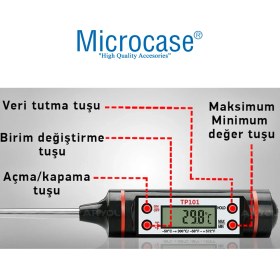 Resim Microcase Mutfak Için Dijital Gıda Termometresi Sıvı Gıda,et,su,süt Yiyecek Sıcaklık Ölçer - AL2964 