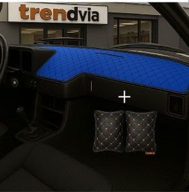 Resim Tofaş Şahin Doğan Kartal Alçak Ön Göğüs Mavi-siyah Torpido Kılıfı / Siyah-bej Boyun Yastığı 