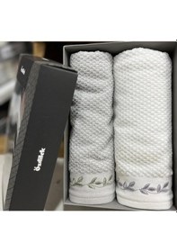 Resim Özdilek Filgo Çiçekli 2'li Kutulu Havlu Yeşil-beyaz Çok Renkli 