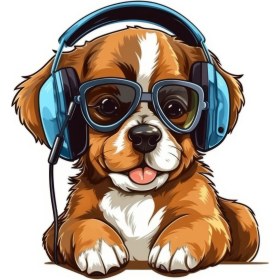 Resim Sticker Master Sevimli Gözlüklü Köpek Motorsiklet, Kask,laptop ve Araç Sticker Çıkartma 14X15 cm 