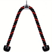 Resim 70 cm, 90 cm ve 120 cm uzunluklarda kırmızı ve siyah renklerde kullanılabilir olan çift uçlu gerilim ipi. Bu ağır hizmet tipi trisep ipi, jimnastik kullanımı için tasarlanmış, çekme egzersizleri ve biceps ve triceps kaslarının geliştirilmesi için idealdir. 