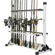 Resim Tika Sports Alüminyum Olta Sapı Rafı - 12/24 Sap Tutabilir, Güvenli Depolama için Yastıklı Çerçeve ile Yer Tasarruflu Tasarım, Ev & Garaj Kullanımı için İdeal, Tutucu, Düzenleyici, Çoğu Olta Sapı ve Kombinasyonu için 