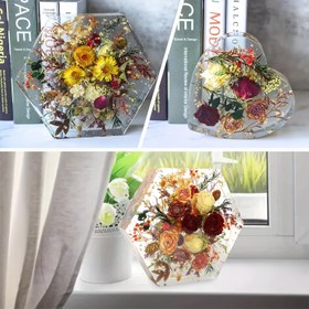 Resim Epoxy Reçine için Silikon Kalıp, 3D Kristal Damla Tasarımları Özellikli, Çiçekleri Koruma için Mükemmel. Bu Başlangıç Seti, Altıgenler, Kalpler, Küreler, Piramitler, Küpler ve Bir Ayar Aracı Gibi Şekilleri İçerir. 