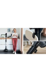 Resim Bosch Çift Bataryalı Şarjlı Dikey Süpürge LED Işıklı ve Motorlu Turbo Başlık Bükülebilir Gövde, Ergonomik Tasarım 