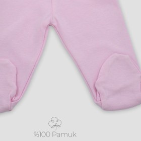 Resim %100 Pamuklu Patikli Pantolon Pastel Pembe - 0-3 Ay 
