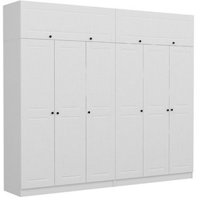 Resim Minar Kale 6 Mebran Kapaklı 4 İç Çekmeceli Dolap Ve Yüklük Beyaz 255cm Beyaz 