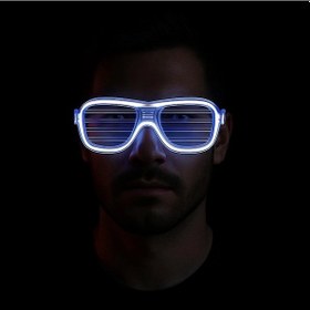 Resim Beyaz Led Işıklı Parti Gözlüğü - Neon Glow Şerit Gözlük 3 Modlu 1 