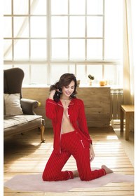 Resim Bebekokusu Rahat Ve Şık Kadın Pijama - Kırmızı Kırmızı 